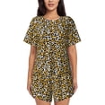 thumbnail image 1 of Wukai Leopard Women's Pajama Set,Short-Sleeve Top and Shorts with Elastic Waistband and Pockets for Loungewear, Yoga, and Casual Wear-4X-Large, 1 of 8