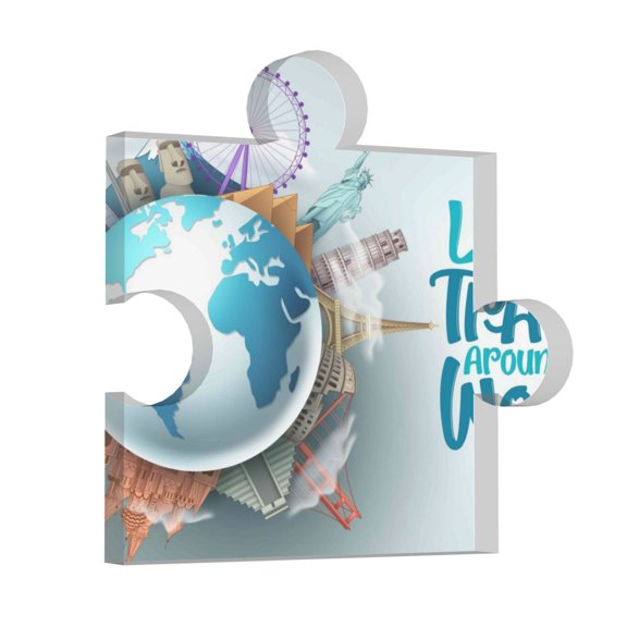 Wukai Let's go Travel Print Elegant Acrylic Gift Decorations Perfect for Weddings, Birthdays, Anniversaries, and Home Decor