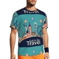 thumbnail image 1 of Wukai Let's go Travel Print Men's Short-Sleeved Mesh T-Shirt,Quick-Dry Short Sleeve Workout T-Shirt-5X-Large, 1 of 8
