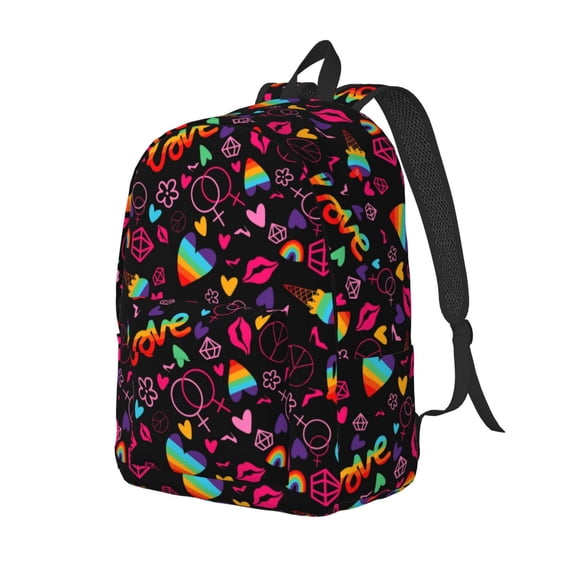 Wukai Lgbt Rainbow For Pride Durable Canvas Laptop Backpack,Adjustable Shoulder Straps,Water-Resistant,Large Capacity,Stylish Design, Fits 15-17in Laptops,Unisex for School,Office,Travel-Small