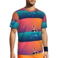 thumbnail image 1 of Wukai Lighthouse and Whale Print Men's Short-Sleeved Mesh T-Shirt,Quick-Dry Short Sleeve Workout T-Shirt-, 1 of 8