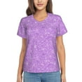 thumbnail image 1 of Wukai Lilac Glittering Classic V-Neck T-Shirt for Women: Comfortable, Stylish, and Versatile Wardrobe Essential-Large, 1 of 7