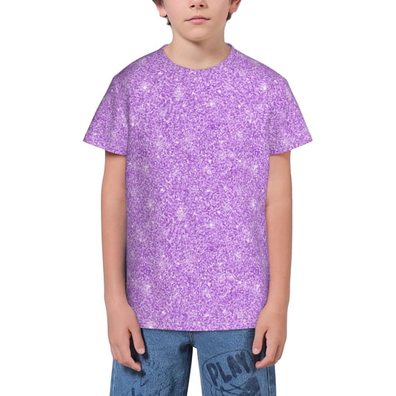 Wukai Lilac Glittering Youth Unisex Short Sleeve T-Shirt for Boys, Girls, Teens, and Kids-X-Small