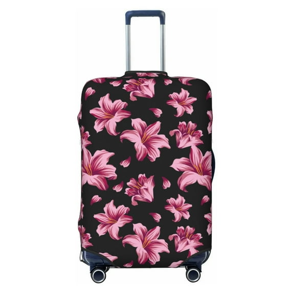 Wukai Lilies Flowers Elastic Luggage Cover: Personalized Protection for Your Suitcase - Fits 19~29-inch, Washable & Durable Travel Companion-Medium