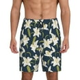 thumbnail image 1 of Wukai Lilies Flowers Men’s Short Pajama Pants With Pockets Soft Sleep Pj Shorts for Men-3X-Large, 1 of 6