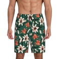 thumbnail image 1 of Wukai Lilies Flowers Men’s Short Pajama Pants With Pockets Soft Sleep Pj Shorts for Men-Large, 1 of 6