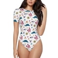 thumbnail image 1 of Naloa Sea Turtle Women's Short-Sleeved Onesie, One-Piece Swimsuit for Parties, dates, clubs - Small, 1 of 9