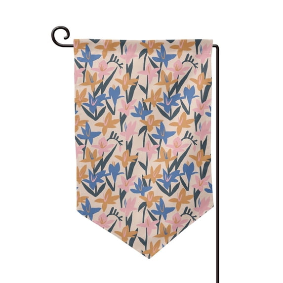 Wukai Lilies Flowers Print Garden Flag 12.5x18 Inch Double Sided Sun-resistant Rain-resistant, Wrinkle-resistant Colorfast(Only Flag)