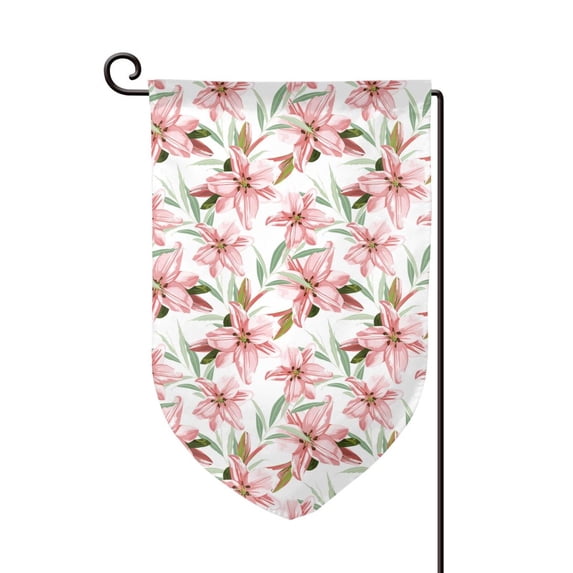Wukai Lilies Flowers Print Garden Flag 12.5x18 Inch Double Sided Sun-resistant Rain-resistant, Wrinkle-resistant Colorfast(Only Flag)
