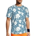 thumbnail image 1 of Wukai Lilies Flowers Print Men's Short-Sleeved Mesh T-Shirt,Quick-Dry Short Sleeve Workout T-Shirt-Large, 1 of 8