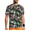 thumbnail image 1 of Wukai Lilies Flowers Print Men's Short-Sleeved Mesh T-Shirt,Quick-Dry Short Sleeve Workout T-Shirt-, 1 of 8