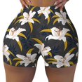 thumbnail image 1 of Wukai Lilies Flowers Print Pack Biker Shorts for Women Yoga Workout Gym Running Scrunch Active Shorts-X-Large, 1 of 8