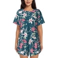 thumbnail image 1 of Wukai Lilies Flowers Women's Pajama Set,Short-Sleeve Top and Shorts with Elastic Waistband and Pockets for Loungewear, Yoga, and Casual Wear-X-Large, 1 of 8