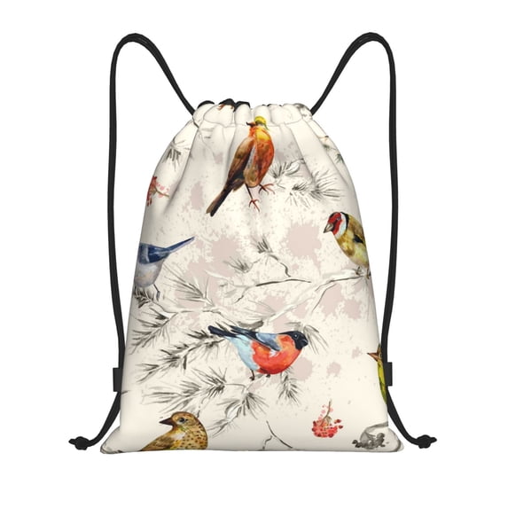 Wukai Little Birds Drawstring Backpack Bag Sport Gym Sackpack Large Size String Backpack Cinch for Women Men-Medium