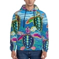 thumbnail image 1 of Wukai Little Sea Turtles Print Men Hoodies Fleece Sweatshirts Long Sleeve Sweaters Pullover Fall Outfits Winter Clothes-X-Large, 1 of 7