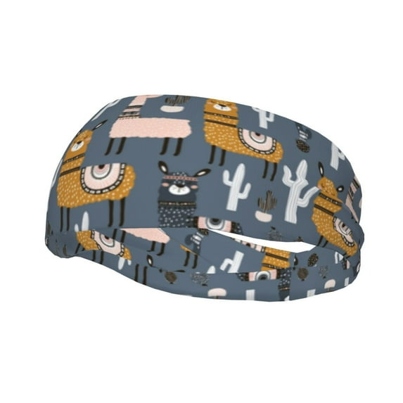 Wukai Llama and Cactus Sports sweatband,Men & Women Sweatband Headband for Running, Cross Training, Racquetball, Working Out