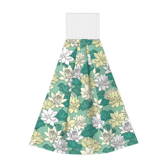 Wukai Lotus Flower1 Print Kitchen Towels Quick Dry Washcloths, Coral Velvet Dishtowels Multipurpose Reusable Cloths, Soft Tea Absorbent Cleaning Cloths