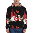 thumbnail image 1 of Wukai Love Gnomes Print Men Hoodies Fleece Sweatshirts Long Sleeve Sweaters Pullover Fall Outfits Winter Clothes-Large, 1 of 7