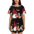 thumbnail image 1 of Wukai Love Gnomes Print Women's Pajama Set - Short-Sleeve Top and Shorts with Elastic Waistband and Pockets for Loungewear, Yoga, and Casual Wear-3X-Large, 1 of 6