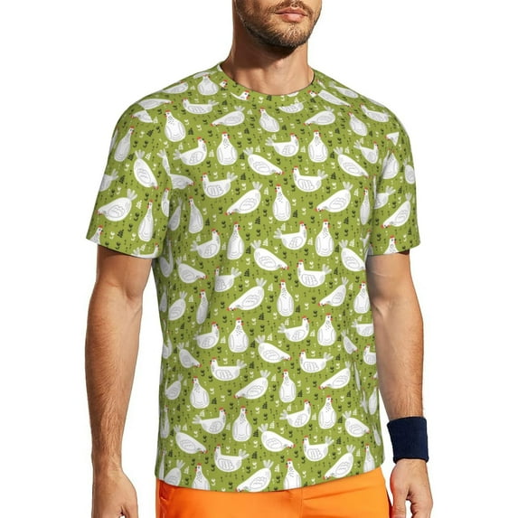 Wukai Lovely Chickens Print Men's Short-Sleeved Mesh T-Shirt,Quick-Dry Short Sleeve Workout T-Shirt-X-Small