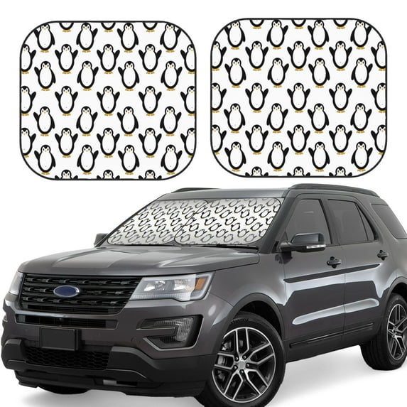 Wukai Lovely Penguin Print Windshield Sun Shade, Car Front Window Shades Sunshade Cover Sun Visor Shield Block Automotive Interior Protector Blocks UV Rays-Large