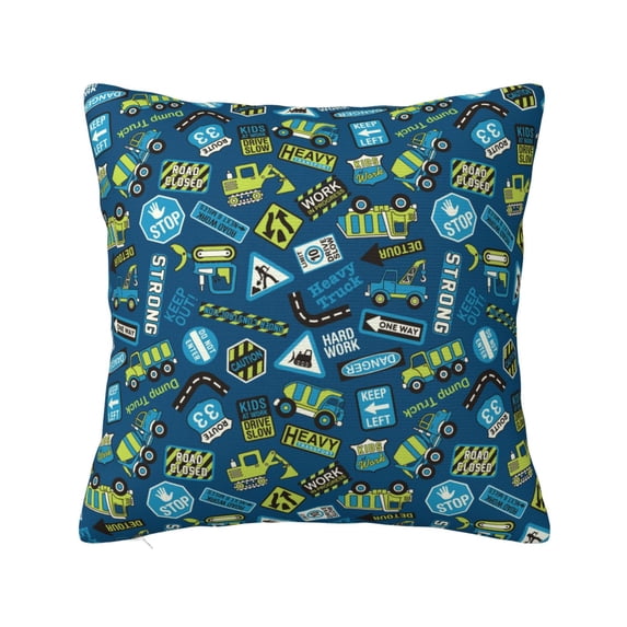 Wukai Heavy Equipment Machinery Premium Polyester Fleece Pillow Covers with Hidden Zipper Closure,Luxuriously Soft and Durable-26"x26"