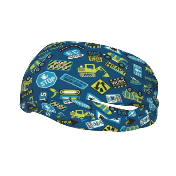 Wukai Machinery Road Construction Sports sweatband,Men & Women Sweatband Headband for Running, Cross Training, Racquetball, Working Out