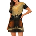 thumbnail image 1 of Wukai Majestic Butterfly Sunset Print Women's Loose Short Sleeve Nightgown, Soft Sleep Dress for Comfortable Relaxation, Casual Lounge Wear, 1 of 6