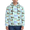 thumbnail image 1 of Wukai Mallard Duck Of Lotus Flowers Print Men Hoodies Fleece Sweatshirts Long Sleeve Sweaters Pullover Fall Outfits Winter Clothes-Large, 1 of 7