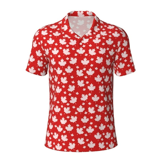 Wukai Maple Leaves Men’s Polo Shirts,Quick-Dry Athletic Shirt,Classic Fit Shirts-Small