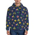 thumbnail image 1 of Wukai Mardi Gras Carnival Print Men Hoodies Fleece Sweatshirts Long Sleeve Sweaters Pullover Fall Outfits Winter Clothes-X-Large, 1 of 7