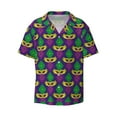 thumbnail image 1 of Wukai Mardi Gras Carnival3 Men's Casual Short-Sleeve Button Down Shirt - Lightweight Summer Dress Shirt for Daily Wear-4X-Large, 1 of 1