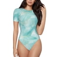 thumbnail image 1 of Naloa Blue Marble Women's Short-Sleeved Onesie, One-Piece Swimsuit for Parties, dates, clubs - X-Large, 1 of 9