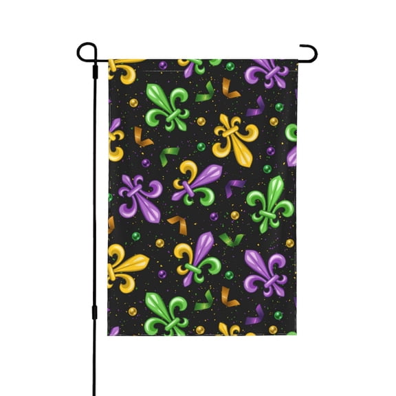 Wukai Mardi Gras Carnival4 Garden Flags Double Sided Welcome Garden Yard House Flags Outside Outdoor House (Only Flag)