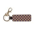 thumbnail image 1 of Wukai Mardi Gras Plaid Print Leather Car Keychain, Universal Key Fob Keychain, Leather Key Chain Holder for Men and Women,360 Degree Rotatable, 1 of 5