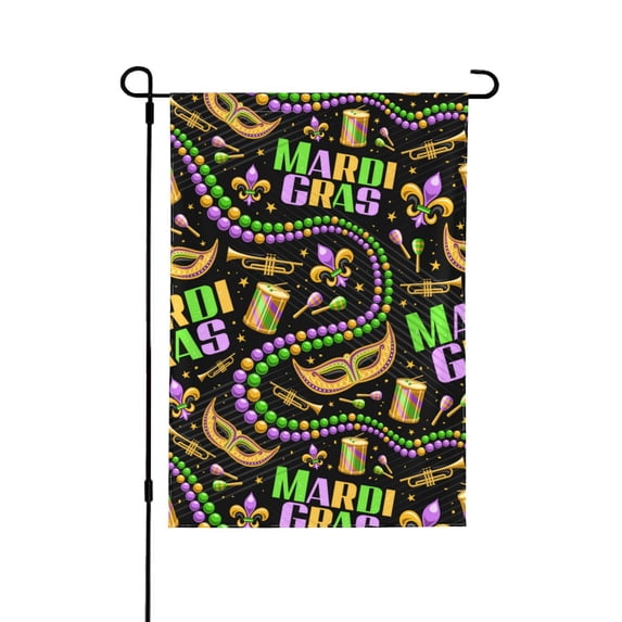 Wukai Mardi Gras3 Garden Flags Double Sided Welcome Garden Yard House Flags Outside Outdoor House (Only Flag)