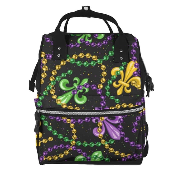 Wukai Mardi Gras6 Mummy Backpac, Diaper Bag Purse Breast Pump Bag Purse Diaper Bag for swim,gym,workout,large capacity backpack