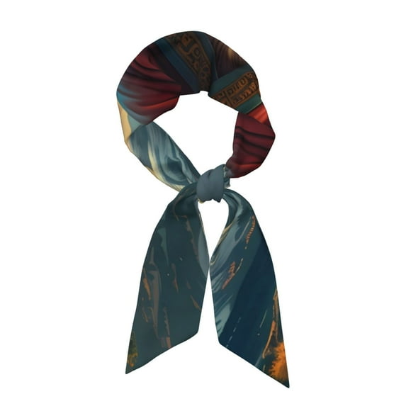 Wukai Meditating Golden Retriever Print Hair Scarf for Women Fashion Silky Satin Headscarf Wrap Breathable Lightweight Neck Scarves For Handbag Accessories