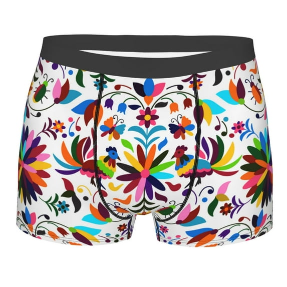 Wukai Mexican Bright Style Print Men’s Underwear Breathable Boxer Briefs, Moisture Wicking & Breathable-Large