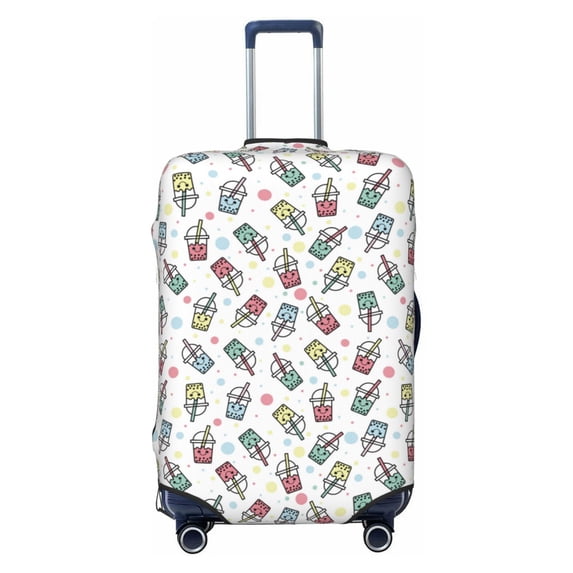 Wukai Milk Tea Elastic Luggage Cover: Personalized Protection for Your Suitcase - Fits 19~29-inch, Washable & Durable Travel Companion-Medium
