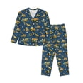 thumbnail image 1 of Wukai Modern Excavator Print Women's Pajama Set - Soft Long Sleeve Sleepwear for Comfort and Style-Small, 1 of 9