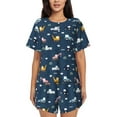 thumbnail image 1 of "Wukai Modern Modern Excavator Women's Pajama Set - Short-Sleeve Top and Shorts with Elastic Waistband and Pockets for Loungewear, Yoga, and Casual Wear-, 1 of 6