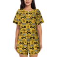 thumbnail image 1 of Wukai Modern Truck Print Women's Pajama Set - Short-Sleeve Top and Shorts with Elastic Waistband and Pockets for Loungewear, Yoga, and Casual Wear-X-Large, 1 of 8
