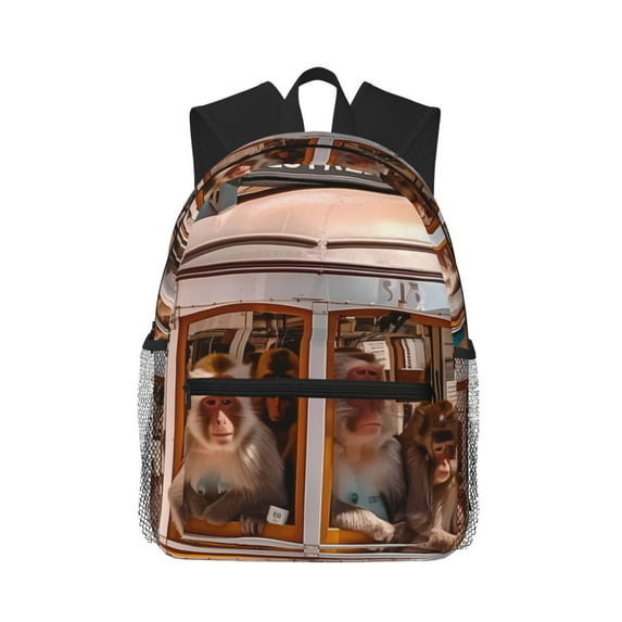 Wukai Modern Urban Monkey Versatile Backpack:Spacious,Organized,Comfortable,Ideal for Travel and Everyday Use with Multiple Pockets and Padded Straps