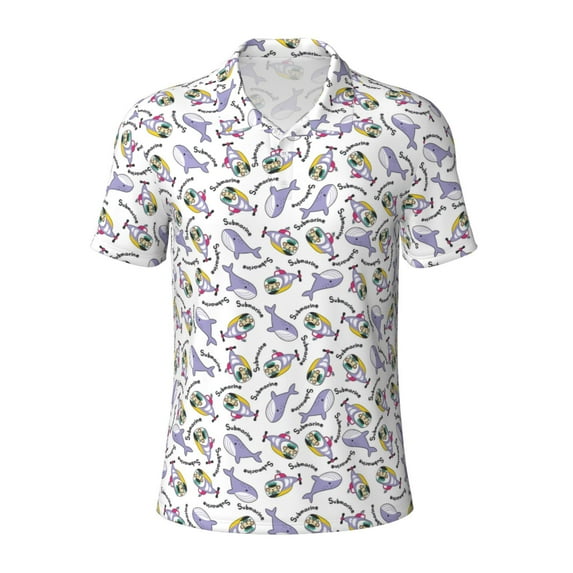 Wukai Monkey Submarine Captain Men’s Polo Shirts,Quick-Dry Athletic Shirt,Classic Fit Shirts-4X-Large