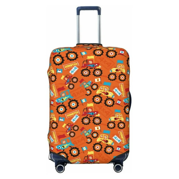 Wukai Monster Truck,Truck Cartoon Elastic Luggage Cover: Personalized Protection for Your Suitcase - Fits 19~29-inch, Washable & Durable Travel Companion-Small