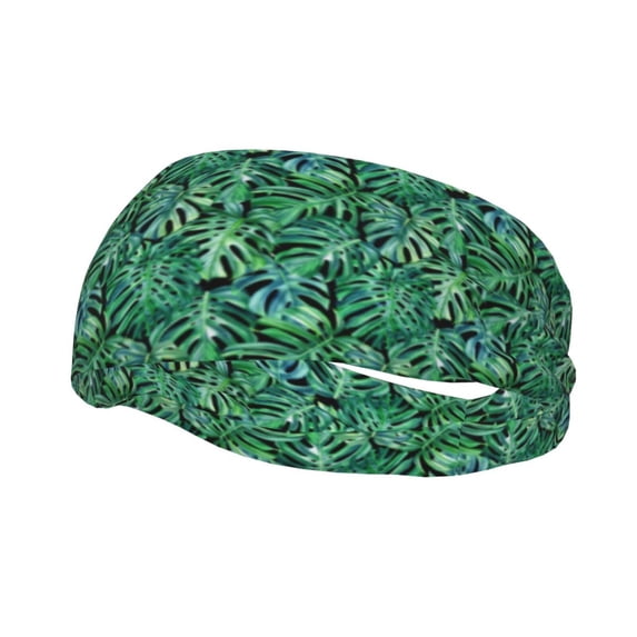 Wukai Monstera Leaves Sports sweatband,Men & Women Sweatband Headband for Running, Cross Training, Racquetball, Working Out