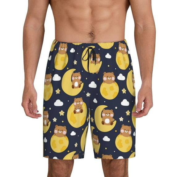 Wukai Moon Bear Men’s Short Pajama Pants With Pockets Soft Sleep Pj Shorts for Men-Medium