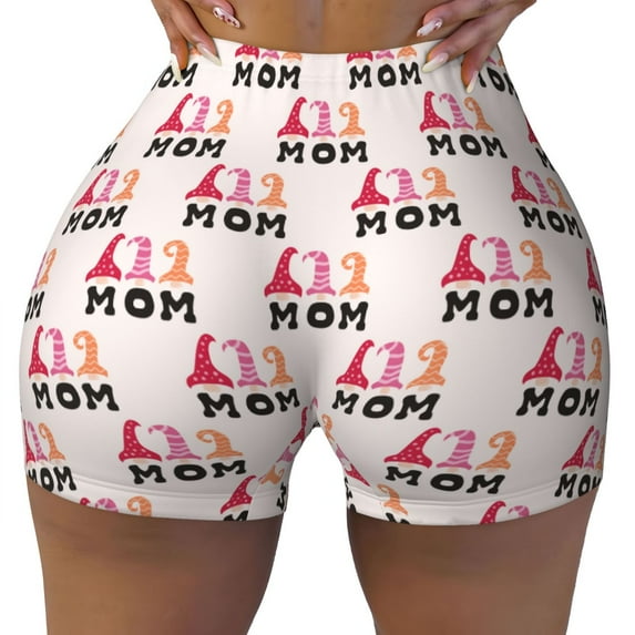 Wukai Mothers Day Print Pack Biker Shorts for Women Yoga Workout Gym Running Scrunch Active Shorts-XX-Large