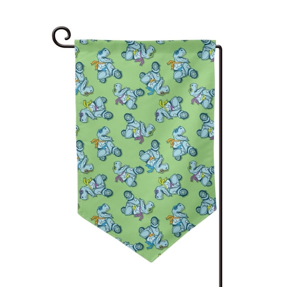Wukai Motorcycle Riding Dinosaur Print Garden Flag 12.5x18 Inch Double Sided Sun-resistant Rain-resistant, Wrinkle-resistant Colorfast(Only Flag)